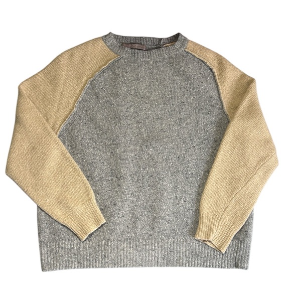 Halston Heritage Hovah Sweater Women’s Large Gray and Tan Wool Cashmere Blend - Picture 1 of 8